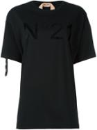 No21 Crystal Embellished Logo T-shirt, Women's, Size: 40, Black, Cotton