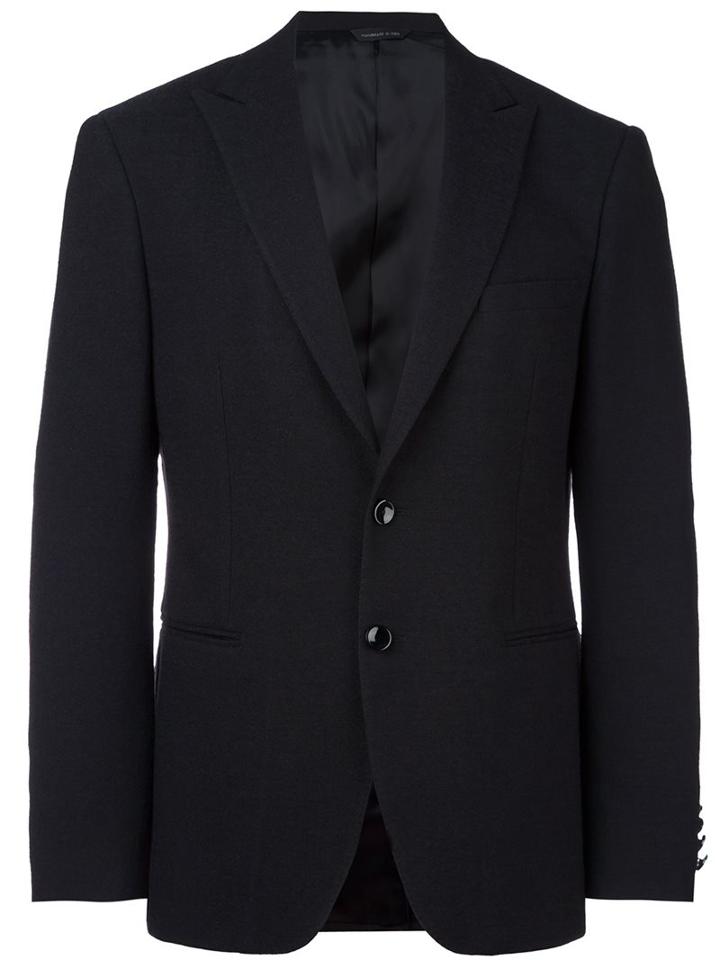 Tonello Peaked Lapel Blazer, Men's, Size: 46, Black, Silk/polyamide/spandex/elastane/virgin Wool