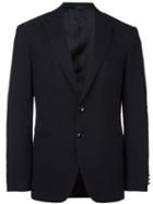 Tonello Peaked Lapel Blazer, Men's, Size: 46, Black, Silk/polyamide/spandex/elastane/virgin Wool