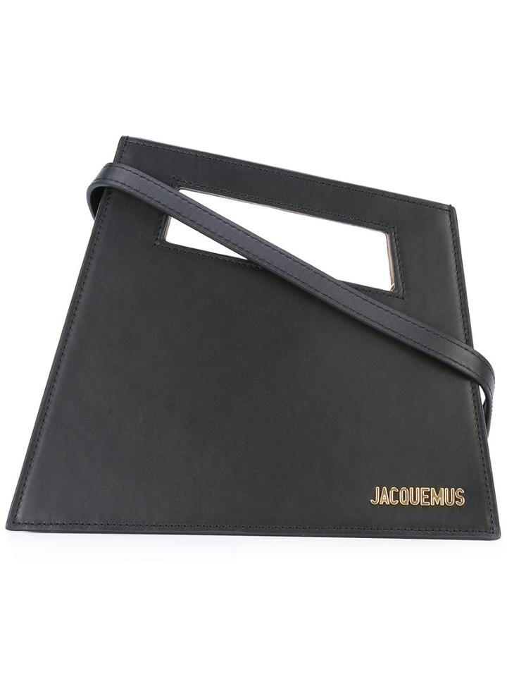 Jacquemus - Angled Logo Plaque Clutch - Women - Leather - One Size, Black, Leather