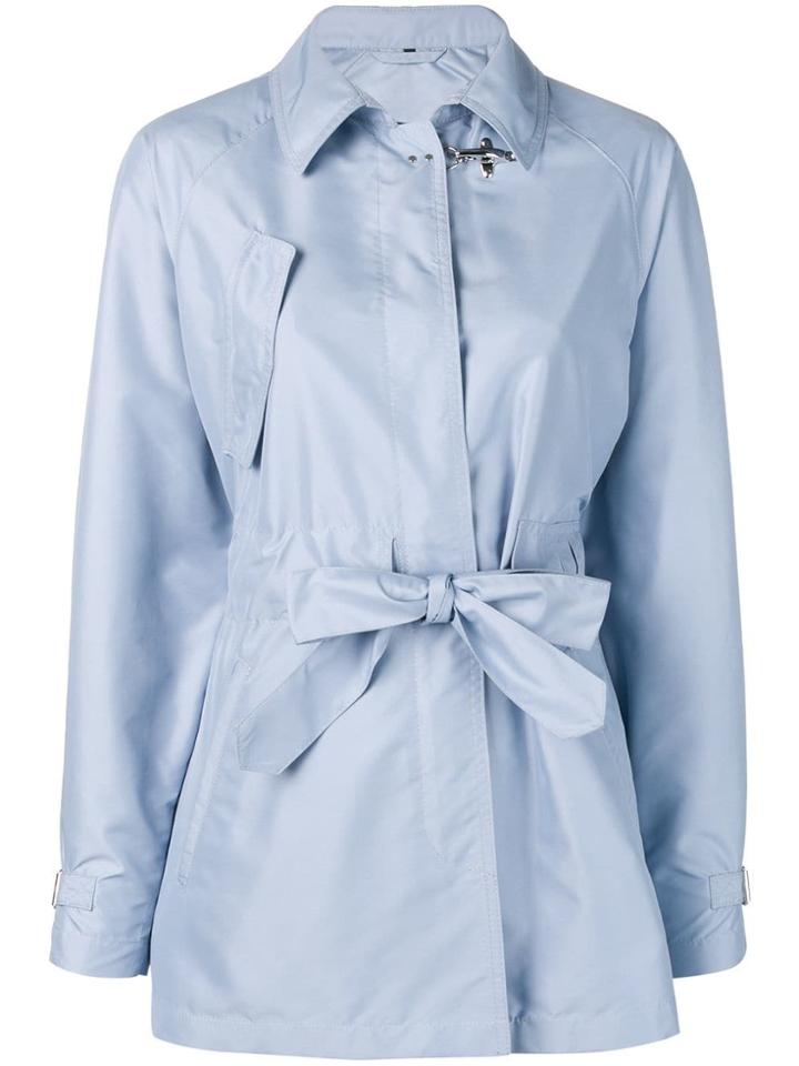 Fay Belted Parka Coat - Blue