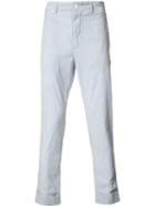 Engineered Garments Seersucker Pinstripe Trousers, Men's, Size: 30, Blue, Cotton