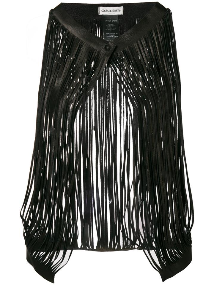 Giorgio Brato Fringed Vest - Black