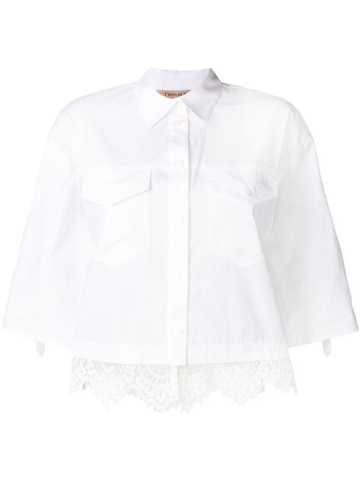 Twin-set Lace Hem Shirt - White