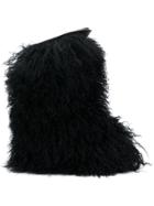 Saint Laurent Curly Furry Boots - Black