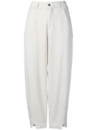 Transit Plain Cropped Trousers - White