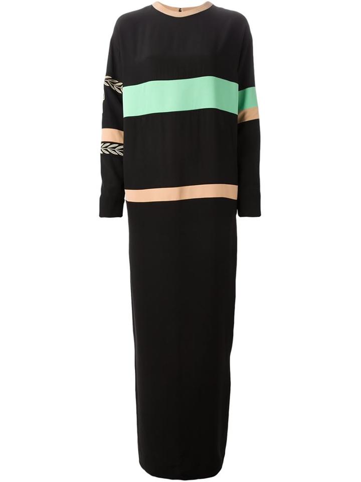 Fausto Puglisi Striped Appliqué Maxi Dress