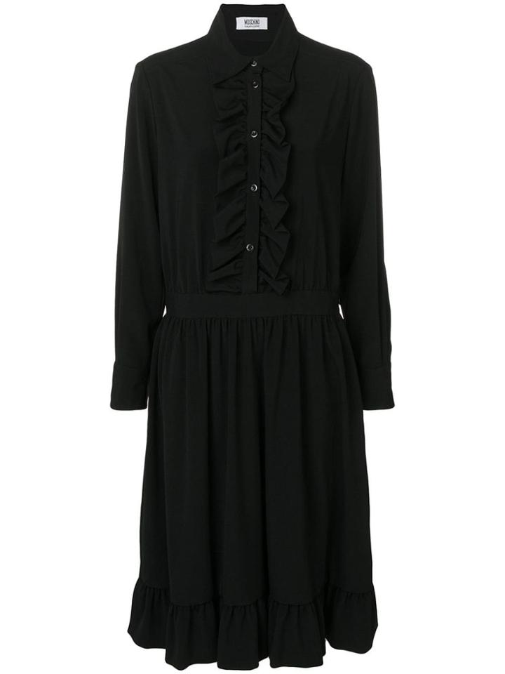 Moschino Pre-owned 2000's Frilled Shirt Dress - Black