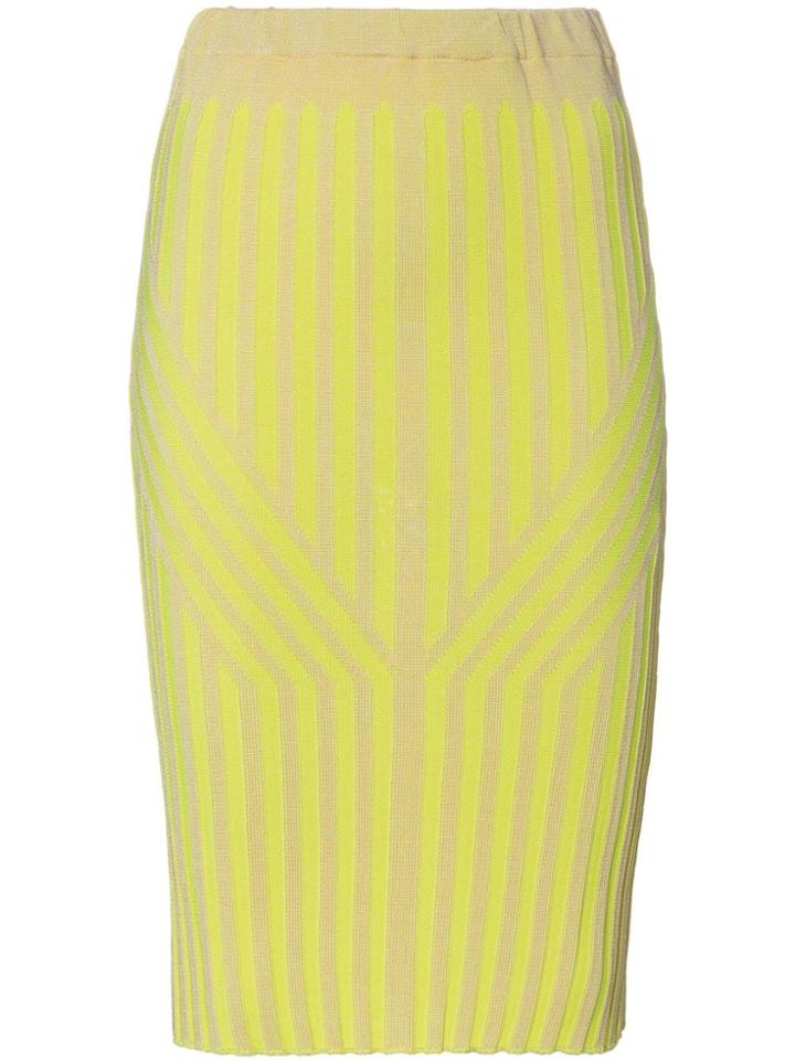 Cap Ribbed Midi Skirt - Yellow