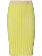 Cap Ribbed Midi Skirt - Yellow