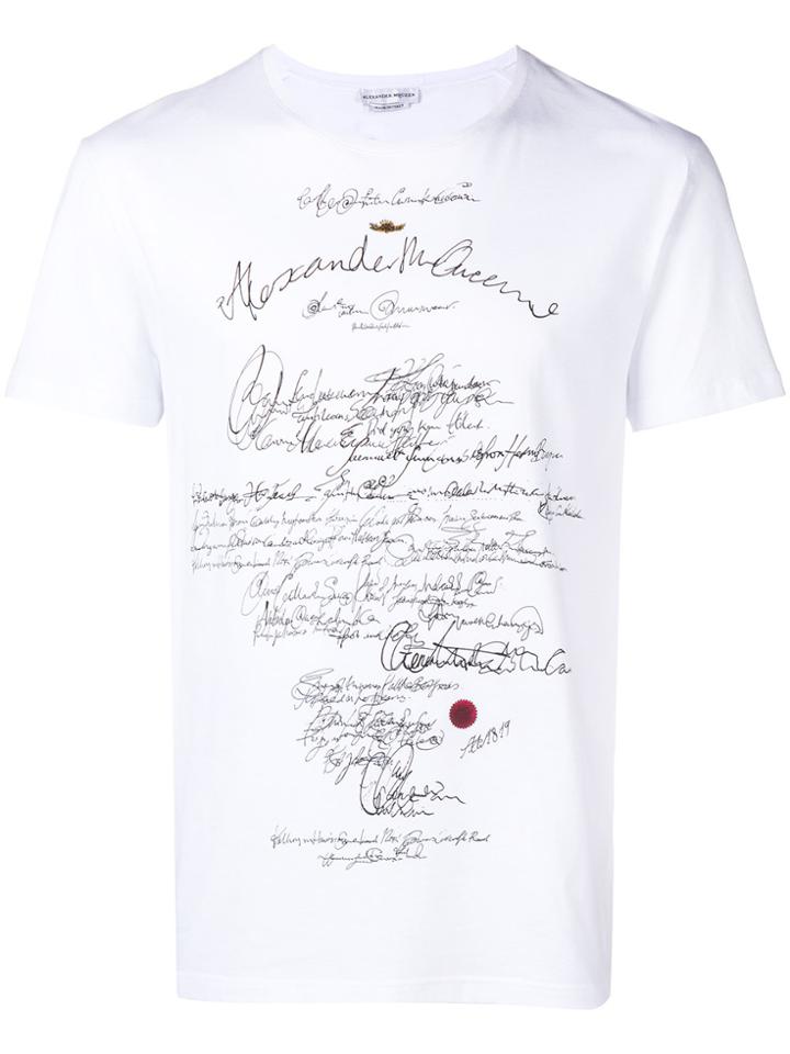 Alexander Mcqueen Handwritten Letter T-shirt - White