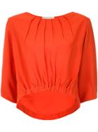Lilly Sarti Pleated Cropped Blouse - Red