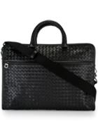 Bottega Veneta Woven Business Bag, Men's, Black, Calf Leather