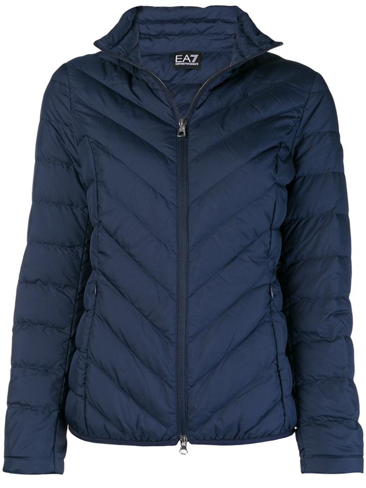 Ea7 Emporio Armani Zipped Puffer Jacket - Blue