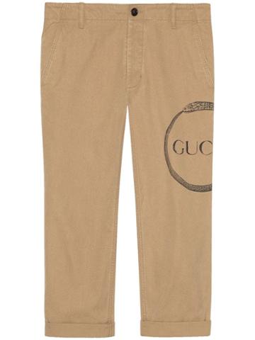 Gucci Gucci Ouroboros Print Chino Trousers - Neutrals