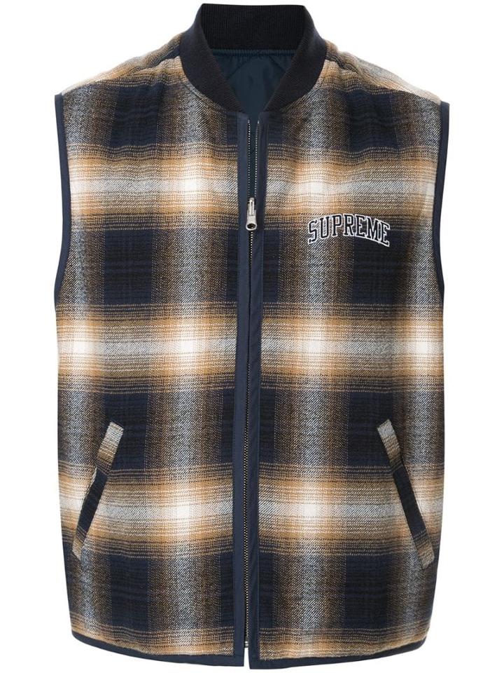 Supreme Reversible Shadow Plaid Vest - Blue