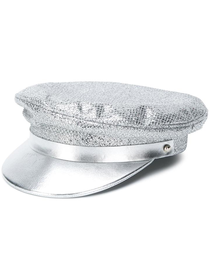 Manokhi Sequin Biker Hat - Metallic