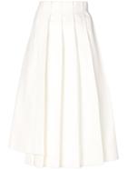 Jil Sander Asymmetric Pleated Midi Skirt - White