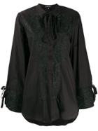 Ann Demeulemeester Floral Embroidered Blouse - Black