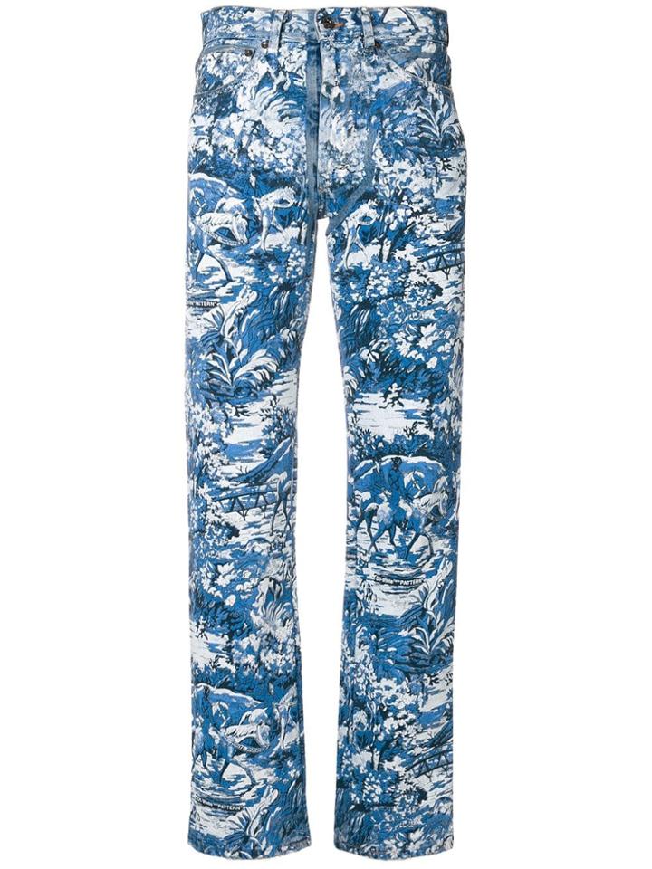 Off-white Printed Baggy Jeans - Blue