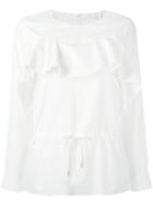 See By Chloé Ruffled Drawstring Blouse, Women's, Size: 40, White, Cotton