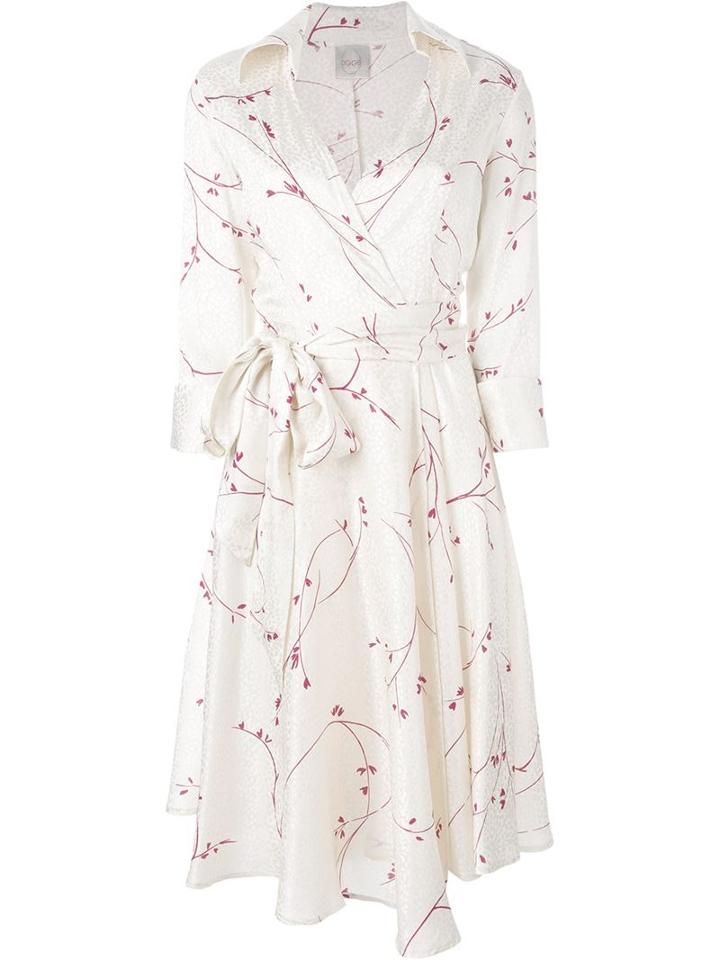Eggs Textured Floral Print Wrap Dress