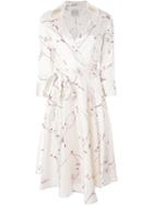 Eggs Textured Floral Print Wrap Dress