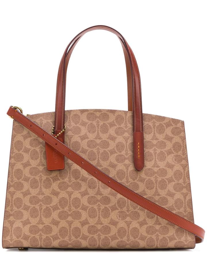 Coach Monogram Print Shoulder Bag - Brown