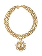 Chanel Vintage Chunky Chain Logo Necklace - Metallic