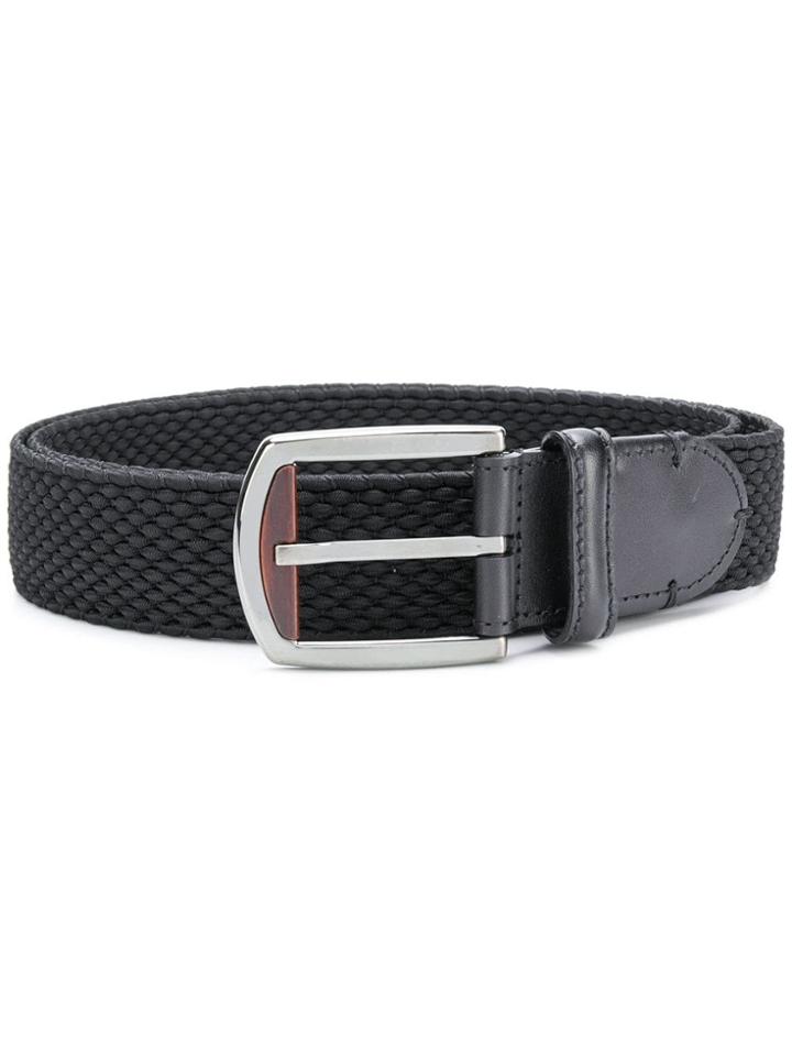 Ermenegildo Zegna Woven Detail Belt - Black