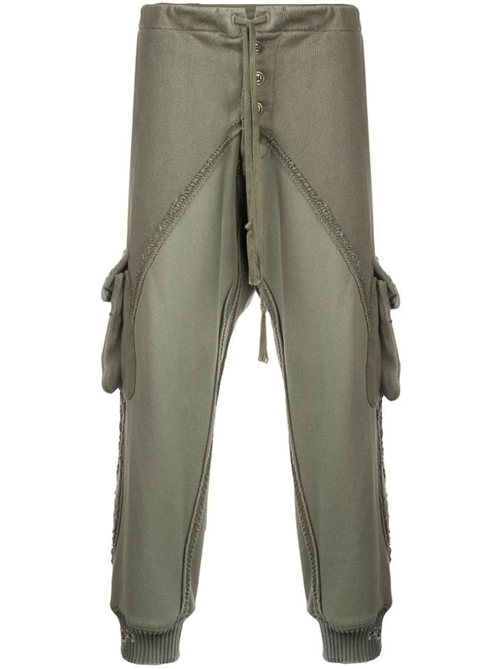 Greg Lauren Distressed Track Pants - Green