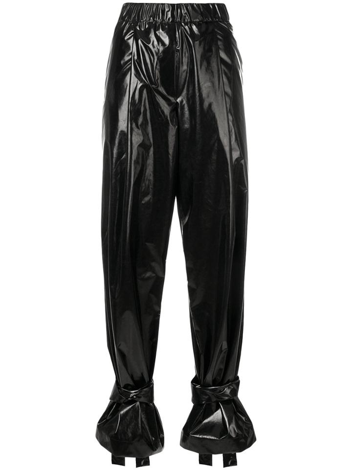 Maison Flaneur Ribbon Detail Vinyl Trousers - Black