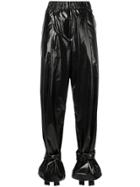 Maison Flaneur Ribbon Detail Vinyl Trousers - Black
