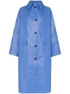 Kassl Oil Long Sleeve Button Down Coat - Blue