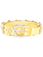 Orciani - Flower Applique Belt - Women - Leather/brass - 85, Yellow/orange, Leather/brass
