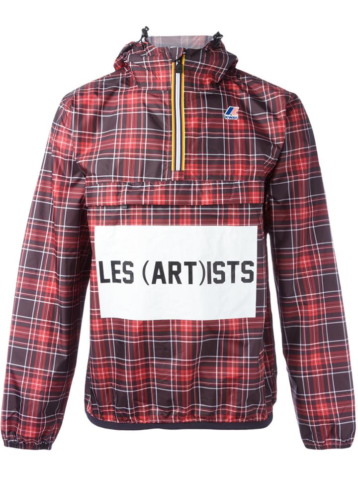 Les (art)ists K-way X Les (art)ists Logo Print Checked Jacket - Red