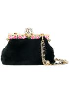 Dolce & Gabbana Rose-trimmed Clutch - Black
