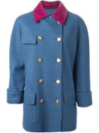 Chanel Vintage Velvet Collar Coat, Women's, Size: 42, Blue