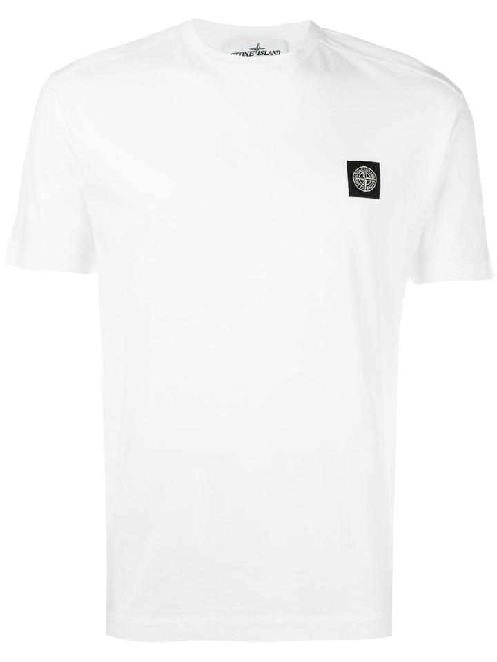 Stone Island Logo Patch T-shirt, Men's, Size: Small, White, Cotton