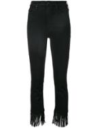Mother Fringed Slim Trousers - Black