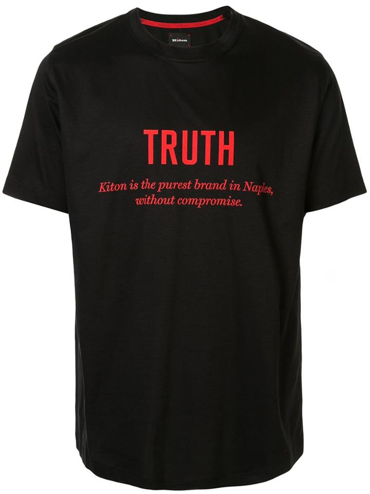 Kiton Slogan Print T-shirt - Black