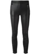 Alexander Mcqueen Cropped Leggings, Women's, Size: 40, Black, Lamb Skin/cotton/spandex/elastane