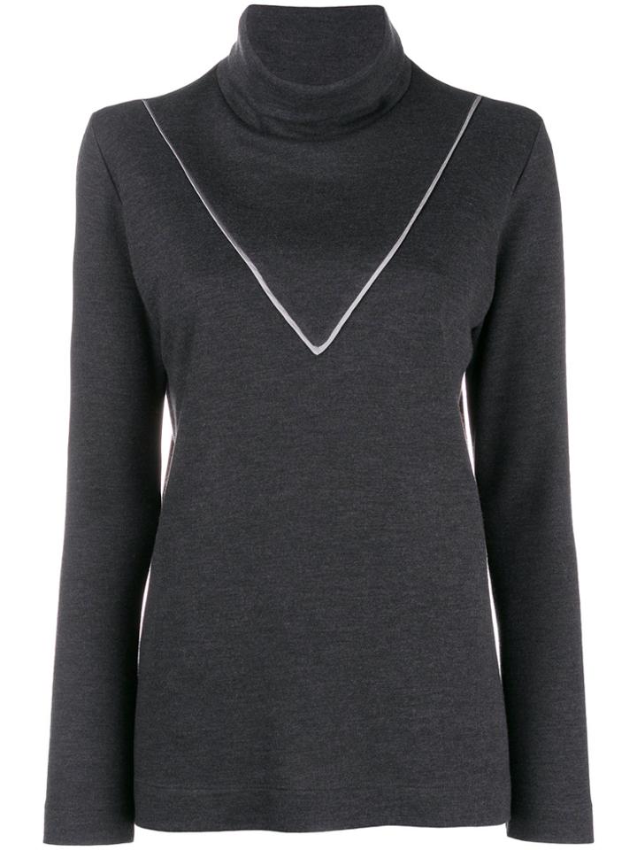 Irina Schrotter Trimmed Turtle Neck Sweater - Grey