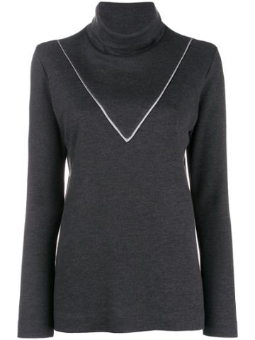 Irina Schrotter Trimmed Turtle Neck Sweater - Grey