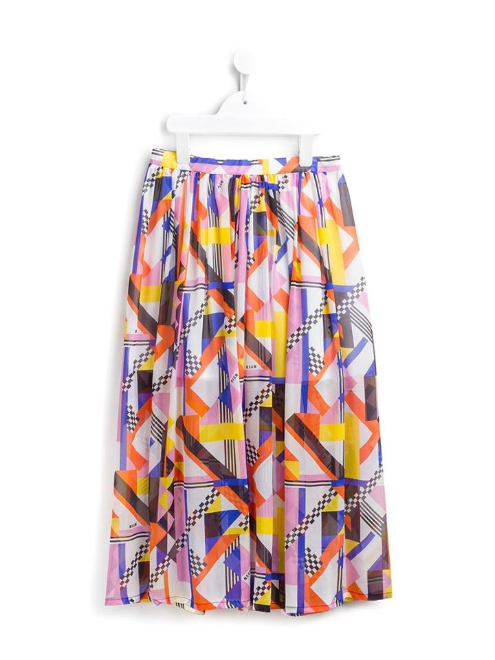 Msgm Kids Geometric Print Skirt, Girl's, Size: 8 Yrs