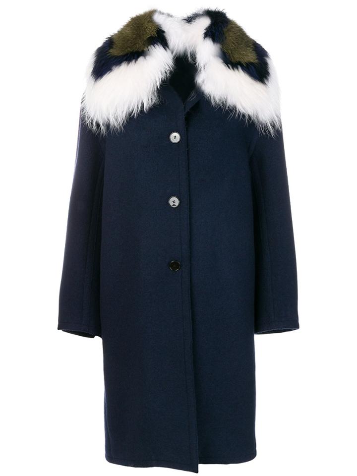 Ermanno Scervino Fur Trim Coat - Blue