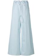 Mm6 Maison Margiela Drawstring Palazzo Pants - Blue