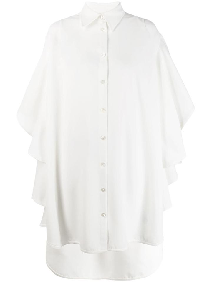 Robert Wun Ruffled Shirt Dress - White