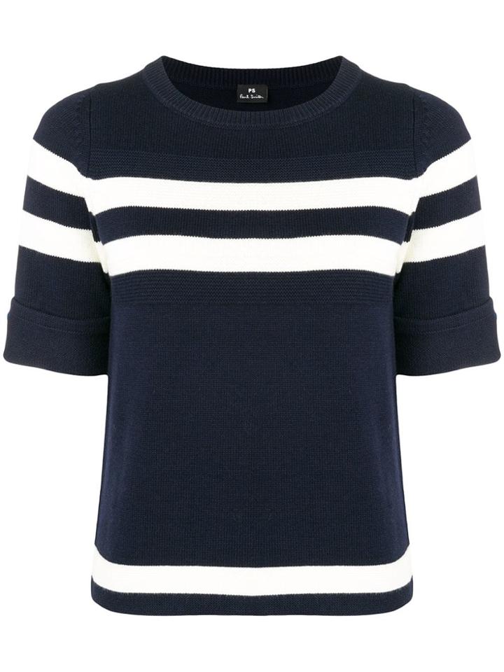 Ps Paul Smith Stripe Detail Knit Shirt - Blue