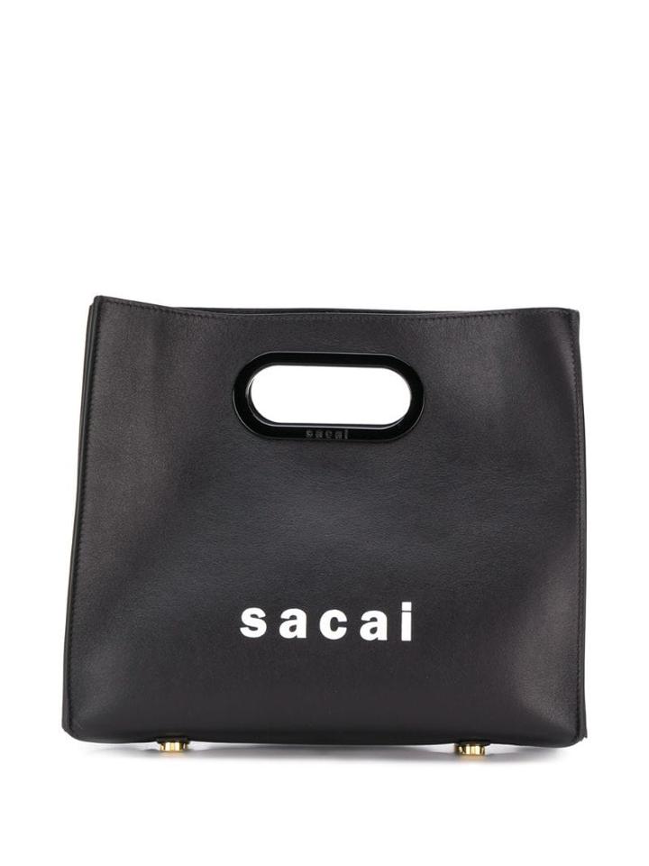 Sacai Logo Print Shopper Bag - Black